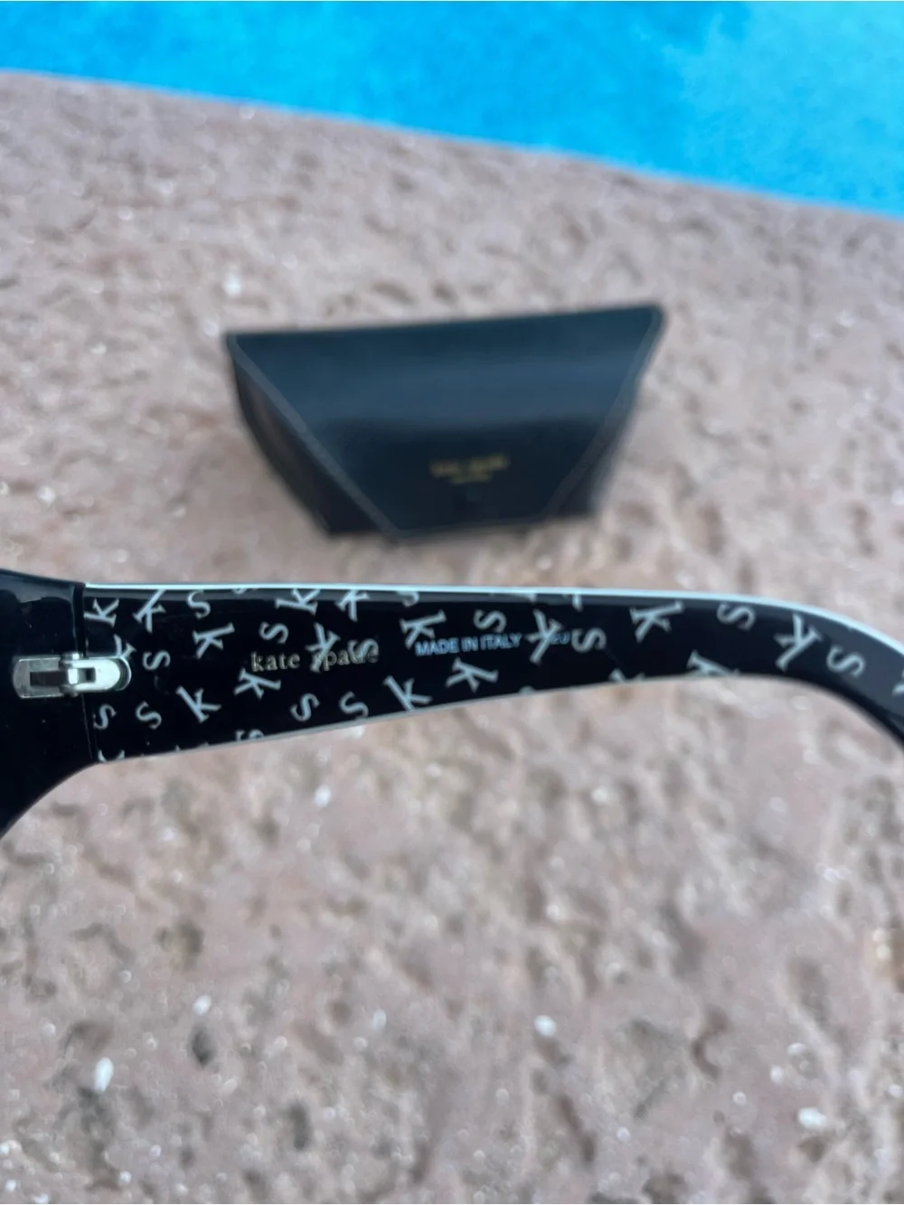 kate spade Black Gloss Sunglasses with Dark Blue Tint